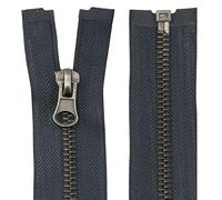 AERZETIX - C61543 - Fermeture éclair/à glissière N°5 séparable 55 cm en métal vintage - tirette décorative - couleur gris sombre - curseur maroquinerie couture jean jupe mercerie