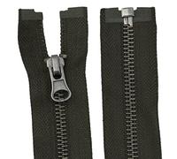 AERZETIX - C61545 - Fermeture éclair/à glissière N°5 séparable 55 cm en métal vintage - tirette décorative - couleur kaki - curseur maroquinerie couture jean jupe mercerie