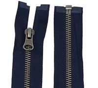 AERZETIX - C61546 - Fermeture éclair/à glissière N°5 séparable 55 cm en métal vintage - tirette décorative - couleur bleu foncé - curseur maroquinerie couture jean jupe mercerie