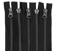 AERZETIX - C61567 - Lot de 5 Fermeture éclair/à glissière N°5 séparable 70 cm en métal vintage - tirette décorative - couleur noir - curseur maroquinerie couture jean jupe mercerie
