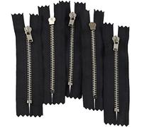 AERZETIX - C61581 - Lot de 5 Fermetures éclairs/à glissière N°4 non-séparables 10 cm en métal - couleur: noir - tirette curseur jean gilets maroquinerie couture robe vêtement mercerie