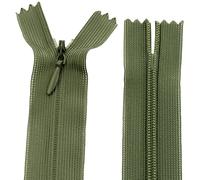 AERZETIX - C61686 - Lot de 10 Fermetures éclair invisibles 50 cm non-séparables - fermeture à glissière crémaillère - couleur vert cèdre - maroquinerie jean pantalon robe jupe couture vêtement