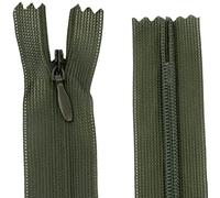 AERZETIX - C61704 - Lot de 10 Fermetures éclair invisibles 50 cm non-séparables - fermeture à glissière crémaillère - couleur olive verte - maroquinerie jean pantalon robe jupe couture vêtement