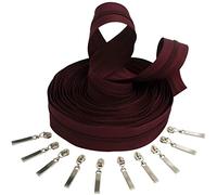 AERZETIX - C62507x5-C62950x10 - Kit de Fermeture éclair à glissière Spirale 5m N°3 Couleur: Bordeaux + 10 curseurs N°3 Non verrouillables Couleur: Argent - en métal - mercerie Couture