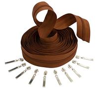 AERZETIX - C62533x5-C62950x10 - Kit de Fermeture éclair à glissière Spirale 5m N°3 Couleur: Cannelle + 10 curseurs N°3 Non verrouillables Couleur: Argent - en métal - mercerie Couture