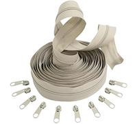 AERZETIX - C62557x5-C62613x10 - Kit de Fermeture éclair à glissière Spirale 5m N°3 Couleur: Gris fumé + 10 curseurs N°3 Non verrouillables Couleur: Gris fumé - en métal - mercerie Couture