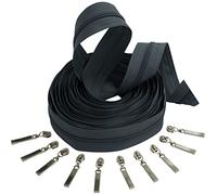 AERZETIX - C62609x5-C62950x10 - Kit de Fermeture éclair à glissière Spirale 5m N°3 Couleur: Gris Anthracite + 10 curseurs N°3 Non verrouillables Couleur: Argent - en métal - mercerie Couture