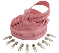 AERZETIX - C62648x5-C62791x10 - Kit de Fermeture éclair à glissière Spirale 5m N°5 Couleur: Rose + 10 curseurs Couleur Argent sans verrou - en Nylon/métal - mercerie