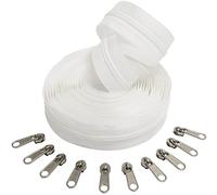 AERZETIX - C62670x5-C62791x10 - Kit de Fermeture éclair à glissière Spirale 5m N°5 Couleur: Blanc + 10 curseurs Couleur Argent sans verrou - en Nylon/métal - mercerie