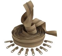 AERZETIX - C62676x5-C62856x10 - Kit de Fermeture éclair à glissière Spirale 5m N°5 Couleur: Marron Clair + 10 curseurs N°5 Non verrouillable Couleur: Marron Clair - en Nylon/métal - mercerie