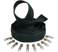 AERZETIX - C62686x5-C62791x10 - Kit de Fermeture éclair à glissière Spirale 5m N°5 Couleur: Vert pin + 10 curseurs Couleur Argent sans verrou - en Nylon/métal - mercerie