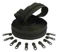 AERZETIX - C62690x5-C62840x10 - Kit de Fermeture éclair à glissière Spirale 5m N°5 Couleur: Vert Olive foncé + 10 curseurs N°5 Non verrouillable Couleur: Vert Olive foncé - en Nylon/métal - mercerie
