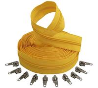 AERZETIX - C62718x5-C62926x10 - Kit de Fermeture éclair à glissière Spirale 5m N°5 Couleur: Jaune Canard + 10 curseurs Couleur Argent à verrou - en Nylon/métal - mercerie
