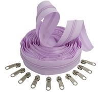 AERZETIX - C62720x5-C62791x10 - Kit de Fermeture éclair à glissière Spirale 5m N°5 Couleur: Lilas Clair + 10 curseurs Couleur Argent sans verrou - en Nylon/métal - mercerie