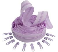 AERZETIX - C62720x5-C62820x10 - Kit de Fermeture éclair à glissière Spirale 5m N°5 Couleur: Lilas Clair + 10 curseurs N°5 Non verrouillable Couleur: Lilas Clair - en Nylon/métal - mercerie