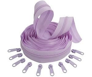 AERZETIX - C62720x5-C62820x10 - Kit de Fermeture éclair à glissière Spirale 5m N°5 Couleur: Lilas Clair + 10 curseurs N°5 Non verrouillable Couleur: Lilas Clair - en Nylon/métal - mercerie