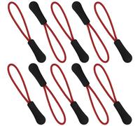 AERZETIX - C62990 - Lot de 10 Cordons/tirettes à embout en plastique pour curseur de fermeture éclair à glissière - valise anorak blouson sac à dos vêtement sport - couleur noir et rouge