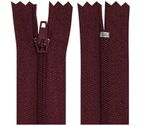 AERZETIX - C63005 - Lot de 10 Fermetures éclair à glissière spirale N°3 non séparable 12 cm en nylon - curseur autobloquant en métal - couleur bordeaux - vêtement couture pantalon mercerie