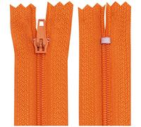 AERZETIX - C63071 - Lot de 10 Fermetures éclair à glissière spirale N°3 non séparable 16 cm en nylon - curseur autobloquant en métal - couleur orange - vêtement couture pantalon mercerie