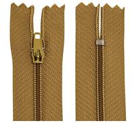 AERZETIX - C63195 - Lot de 10 Fermetures éclair à glissière spirale N°3 non séparable 18 cm en nylon - curseur autobloquant en métal - couleur ocre marron - vêtement couture pantalon mercerie