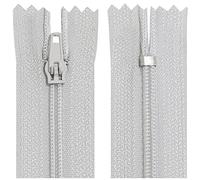 AERZETIX - C63229 - Lot de 10 Fermetures éclair à glissière spirale N°3 non séparable 18 cm en nylon - curseur autobloquant en métal - couleur gris clair - vêtement couture pantalon mercerie