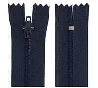 AERZETIX - C63247 - Lot de 10 Fermetures éclair à glissière spirale N°3 non séparable 20 cm en nylon - curseur autobloquant en métal - couleur bleu granite - vêtement couture pantalon mercerie