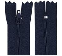 AERZETIX - C63248 - Lot de 10 Fermetures éclair à glissière spirale N°3 non séparable 20 cm en nylon - curseur autobloquant en métal - couleur bleu foncé - vêtement couture pantalon mercerie