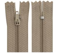 AERZETIX - C63273 - Lot de 10 Fermetures éclair à glissière spirale N°3 non séparable 20 cm en nylon - curseur autobloquant en métal - couleur cappuccino - vêtement couture pantalon mercerie