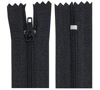 AERZETIX - C63277 - Lot de 10 Fermetures éclair à glissière spirale N°3 non séparable 22 cm en nylon - curseur autobloquant en métal - couleur noir - vêtement couture pantalon mercerie