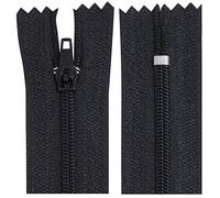 AERZETIX - C63301 - Lot de 10 Fermetures éclair à glissière spirale N°3 non séparable 25 cm en nylon - curseur autobloquant en métal - couleur noir - vêtement couture pantalon mercerie