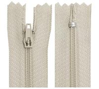 AERZETIX - C63353 - Lot de 10 Fermetures éclair à glissière spirale N°3 non séparable 25 cm en nylon - curseur autobloquant en métal - couleur beige clair - vêtement couture pantalon mercerie