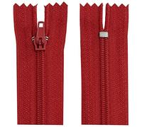 AERZETIX - C63385 - Lot de 10 Fermetures éclair à glissière spirale N°3 non séparable 30 cm en nylon - curseur autobloquant en métal - couleur rouge framboise - vêtement couture pantalon mercerie