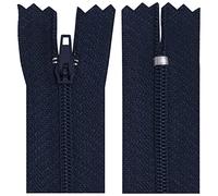 AERZETIX - C63437 - Lot de 10 Fermetures éclair à glissière spirale N°3 non séparable 35 cm en nylon - curseur autobloquant en métal - couleur bleu foncé - vêtement couture pantalon mercerie