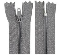 AERZETIX - C63470 - Lot de 10 Fermetures éclair à glissière spirale N°3 non séparable 40 cm en nylon - curseur autobloquant en métal - couleur gris - vêtement couture pantalon mercerie