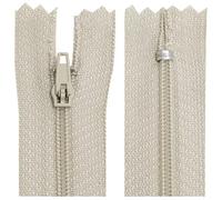 AERZETIX - C63489 - Lot de 10 Fermetures éclair à glissière spirale N°3 non séparable 45 cm en nylon - curseur autobloquant en métal - couleur beige clair - vêtement couture pantalon mercerie