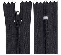 AERZETIX - C63526 - Lot de 10 Fermetures éclair à glissière spirale N°3 non séparable 60 cm en nylon - curseur autobloquant en métal - couleur noir - vêtement couture pantalon mercerie