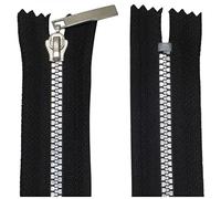 AERZETIX - C63855 - Lot de 10 Fermetures éclair à dents en plastique injecté N°3 18 cm non séparables - curseur en métal - couleur noir - glissière vêtement couture mercerie veste