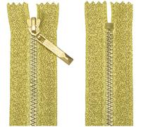 AERZETIX - C63857 - Lot de 10 Fermetures éclair à dents en plastique injecté N°3 18 cm non séparables - curseur en métal - couleur doré - glissière vêtement couture mercerie veste