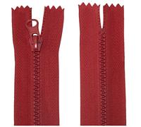 AERZETIX - C63867 - Lot de 10 Fermetures éclair injectées N°3 16 cm non séparables - tirette déco - curseur en métal - couleur rouge - maille glissière vêtement couture mercerie veste