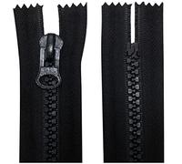 AERZETIX - C63869 - Lot de 2 Fermetures éclair injectées N°8 18 cm non séparables - tirette déco - curseur en métal - couleur noir - maille glissière vêtement couture mercerie veste