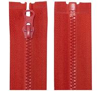 AERZETIX - C63872 - Lot de 2 Fermetures éclair injectées N°3 50 cm séparables - tirette déco - curseur en métal - couleur rouge - maille glissière vêtement couture mercerie veste