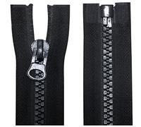 AERZETIX - C63890 - Lot de 2 Fermetures éclair injectées N°8 65 cm séparables - tirette déco - curseur en métal - couleur noir - maille glissière vêtement couture mercerie veste