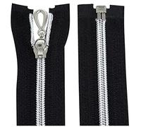 AERZETIX - C64074 - Lot de 2 Fermetures éclair à glissière spirale N°5 50 cm séparable autobloquant - maille en nylon argentée - tirette curseur en métal - couleur noir - mercerie