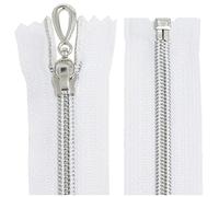 AERZETIX - C64075 - Lot de 2 Fermetures éclair à glissière spirale N°5 50 cm séparable autobloquant - maille en nylon argentée - tirette curseur en métal - couleur blanc - mercerie