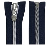 AERZETIX - C64076 - Lot de 10 Fermetures éclair à glissière spirale N°5 50 cm séparable autobloquant - maille en nylon argentée - tirette curseur en métal - couleur bleu foncé - mercerie
