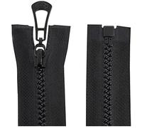 AERZETIX - C64113 - Lot de 5 Fermetures éclair/à glissière injectées N°5 50 cm autobloquante séparable - tirette déco en métal - couleur noir - maille curseur mercerie vêtement couture veste