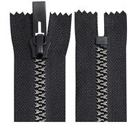 AERZETIX - C64164 - Fermeture éclair/à glissière injectée non séparable N°8 16 cm autobloquante - tirette déco en métal - couleur noir et argent - maille curseur mercerie vêtement couture