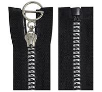 AERZETIX - C64180 - Lot de 2 Fermetures éclair/à glissière injectées séparables N°5 55 cm autobloquante - tirette déco en métal - couleur noir et argent - maille curseur mercerie vêtement couture