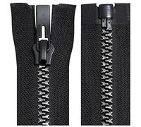 AERZETIX - C64188 - Lot de 3 Fermeture éclair/à glissière injectée séparable N°8 50 cm autobloquante - tirette déco en métal - couleur noir et argent - maille curseur mercerie vêtement couture