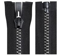 AERZETIX - C64189 - Fermeture éclair/à glissière injectée séparable N°8 55 cm autobloquante - tirette déco en métal - couleur noir et argent - maille curseur mercerie vêtement couture